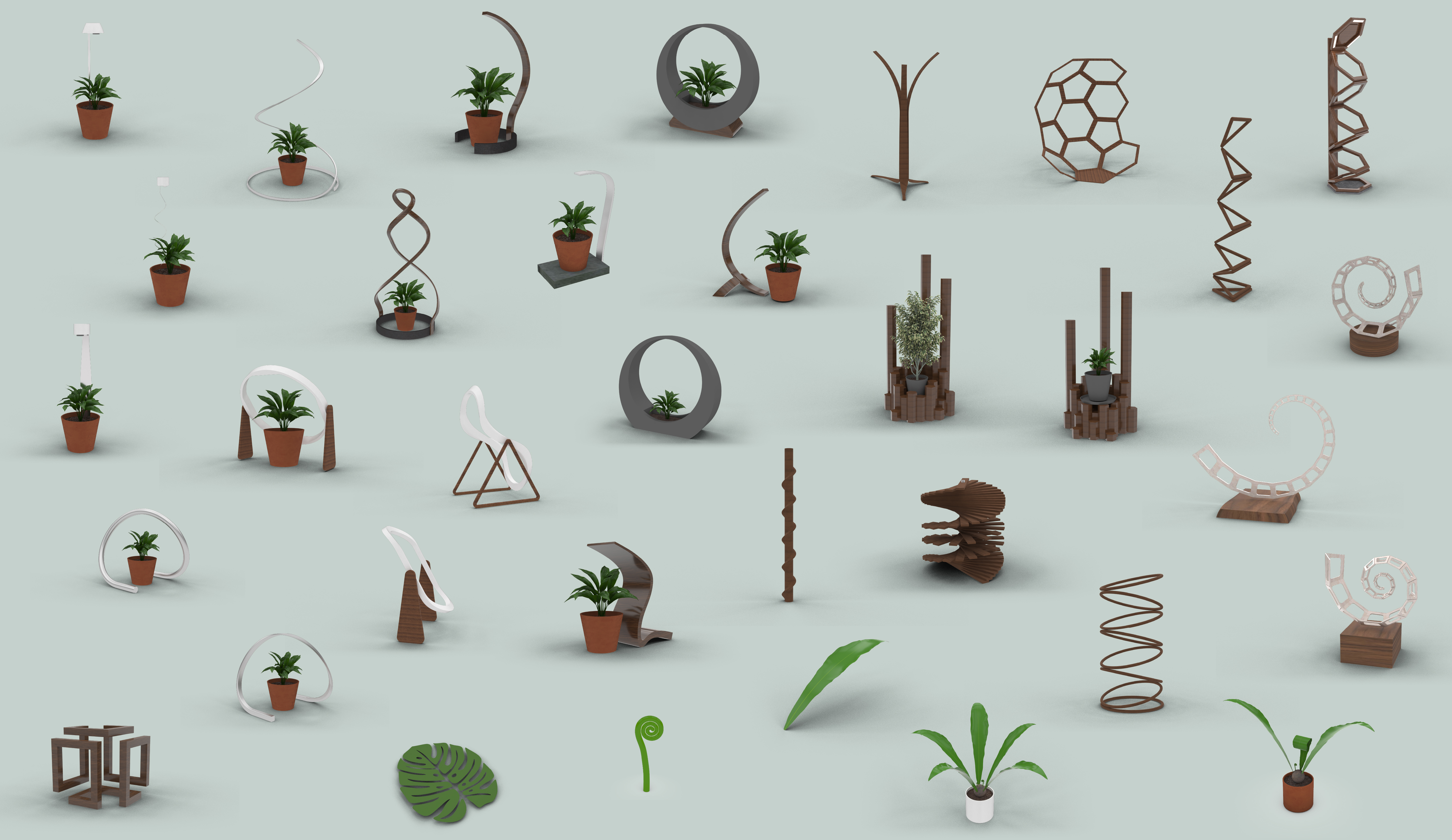 Ideation moodboard of kinetic sculptural forms